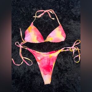 Pink and Yellow Bikini Set
